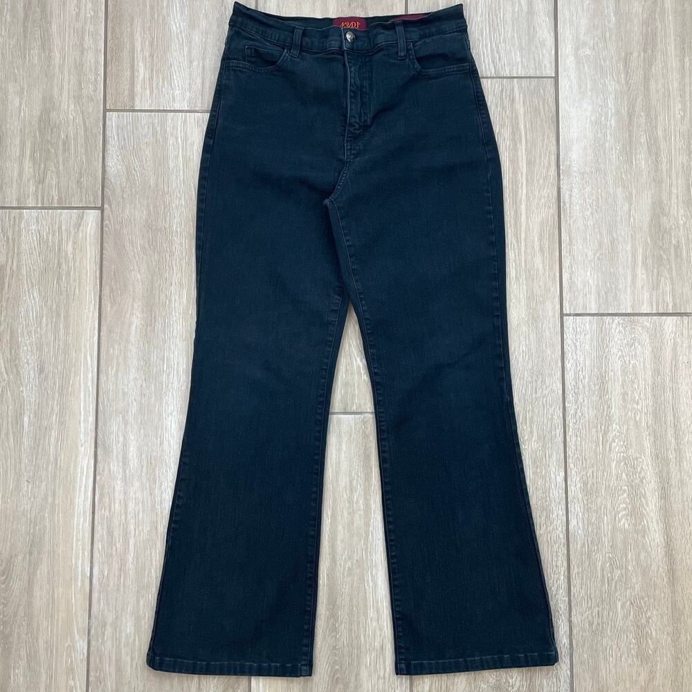 NYDJ Bootcut Jeans Women 8P Faded BlackWash High Rise Stretch USA Made
